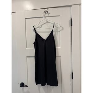 Black silk leopard slip mini dress S